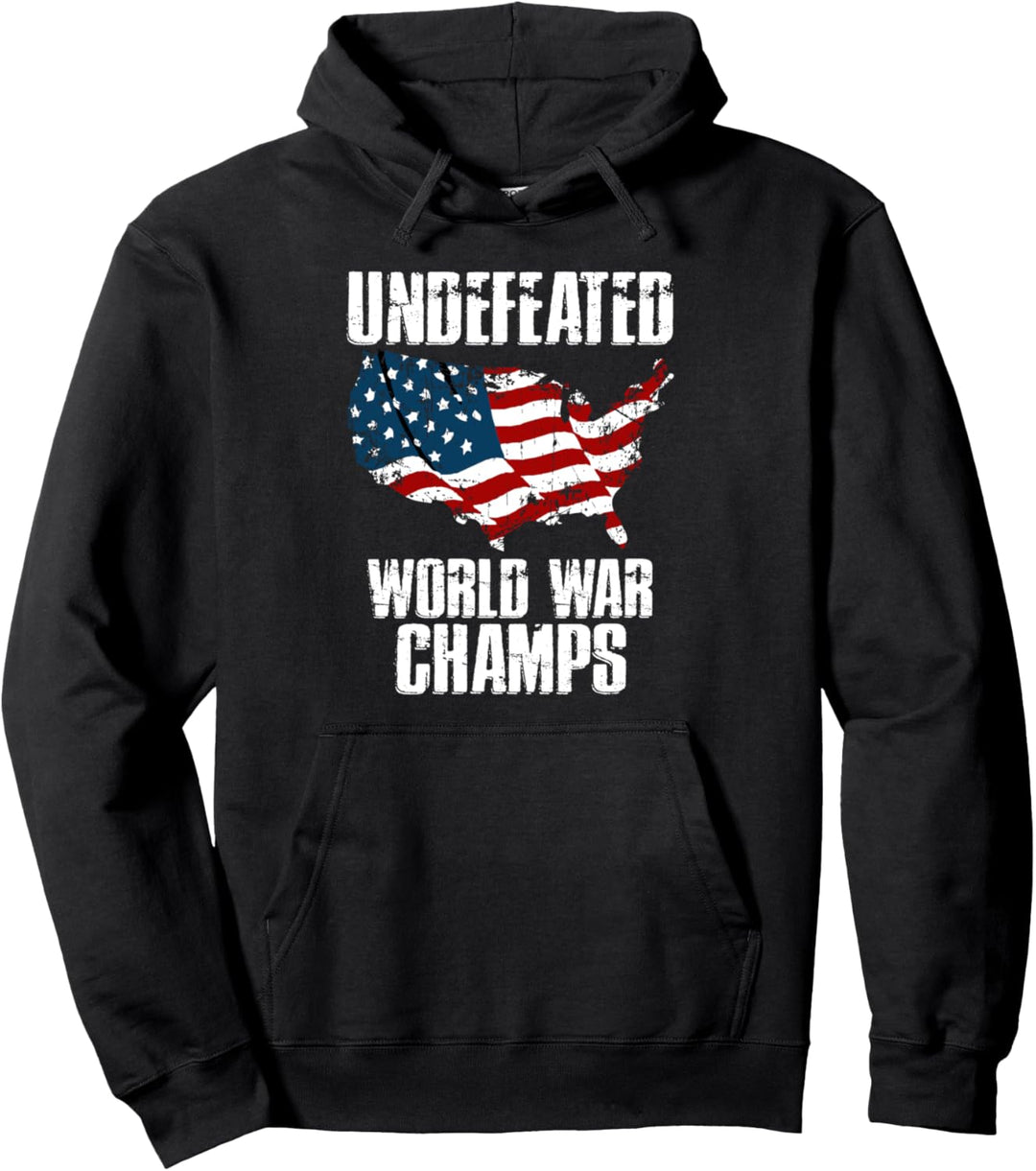 Vintage USA World War Champions July 4th Freedom Design Pullover Hoodie