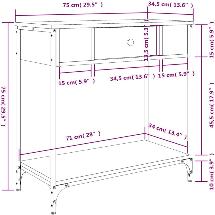 vidaXL Konsolentisch Braun Eichen-Optik 75x34,5x75 cm Holzwerkstoff Braune Eiche 75 cm, Braune Eiche