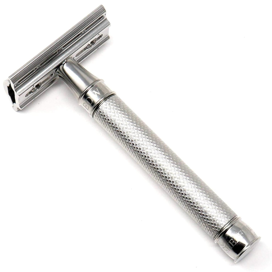 Edwin Jagger 3ONE6 DE Rasierhobel Edelstahl geriffelt, 1 Packung Rasierklingen (Edelstahl)