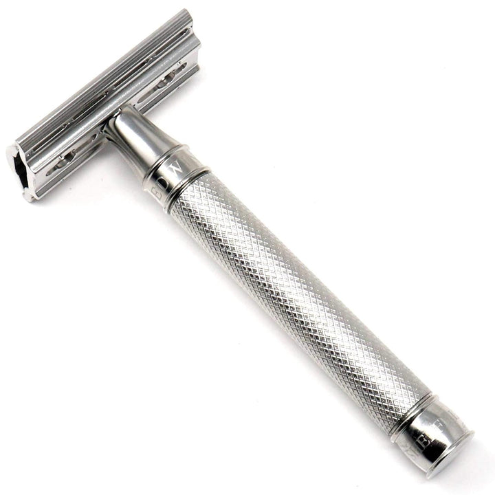 Edwin Jagger 3ONE6 DE Rasierhobel Edelstahl geriffelt, 1 Packung Rasierklingen (Edelstahl)