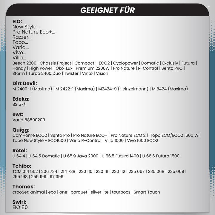 McFilter I 20 Staubsaugerbeutel als Alternative für Swirl EIO80 I geeignet für EIO, Quigg, Thomas I