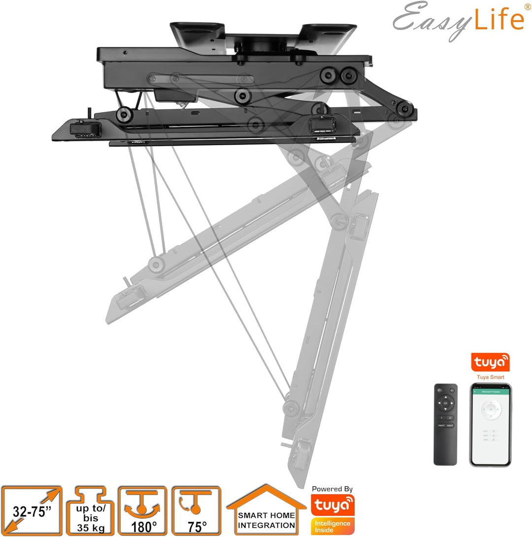 EasyLife TV Deckenhalterung elektrisch drehbar & schwenkbar + Smart Home Integration, 32-75 Zoll, VE