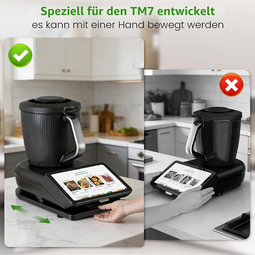 Gleitbrett für Thermomix TM7 Zubehör – Mit 360° Rollen &amp; Gummifüssen, Leicht zu Bewegen &amp; Stabil, Sc