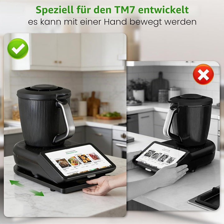 Gleitbrett für Thermomix TM7 Zubehör – Mit 360° Rollen &amp; Gummifüssen, Leicht zu Bewegen &amp; Stabil, Sc