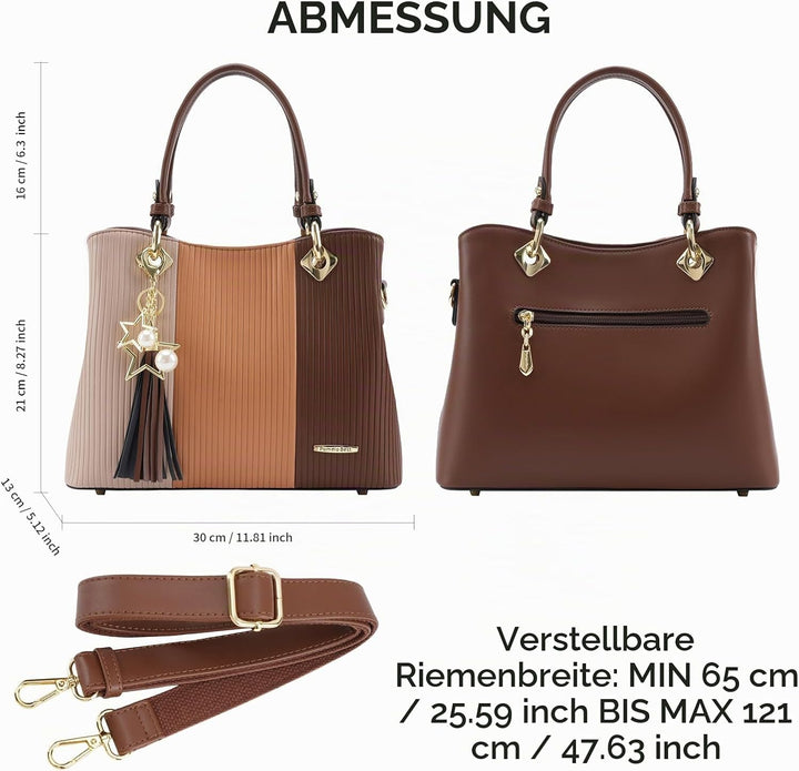 Pomelo Best Damen Handtasche mehrfarbig gestreift Umhängetasche in schöner Farbkombination mit mehre