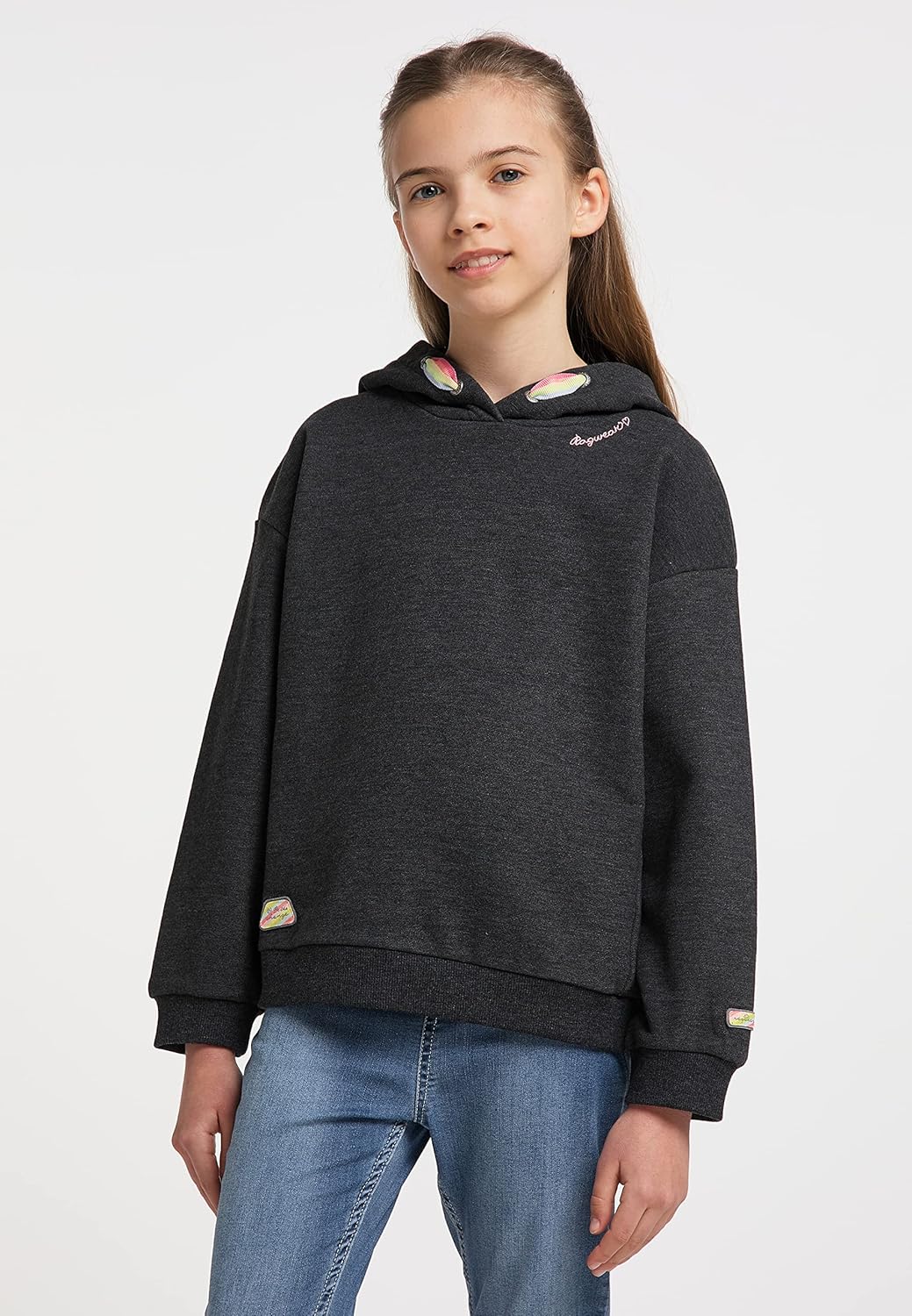 Ragwear Elinka Mädchen Sweatshirt mit Kapuze Sweater Pullover Kapuzenpullover 164 Dark Grey, 164 Dar