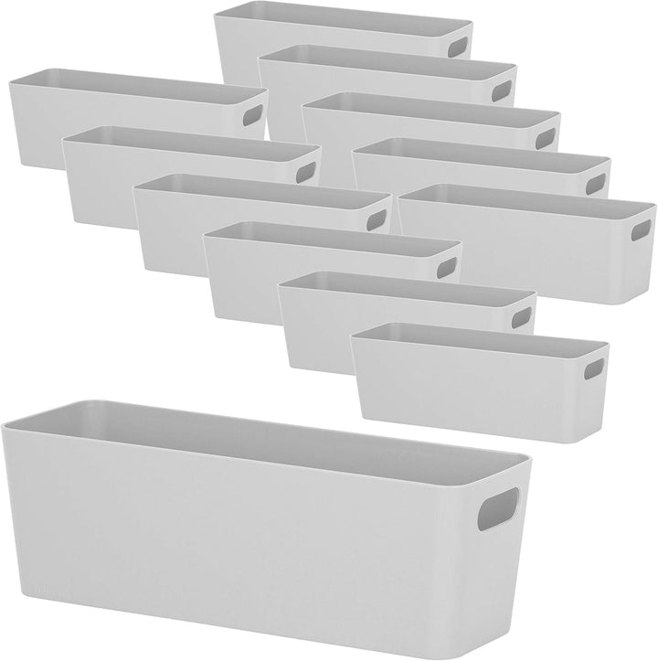 12x Ordnungsboxen - 10 cm hoch - GRAU - 30x10x10cm - 2 Liter - Ordnungskorb - Schubladenorganizer Sc