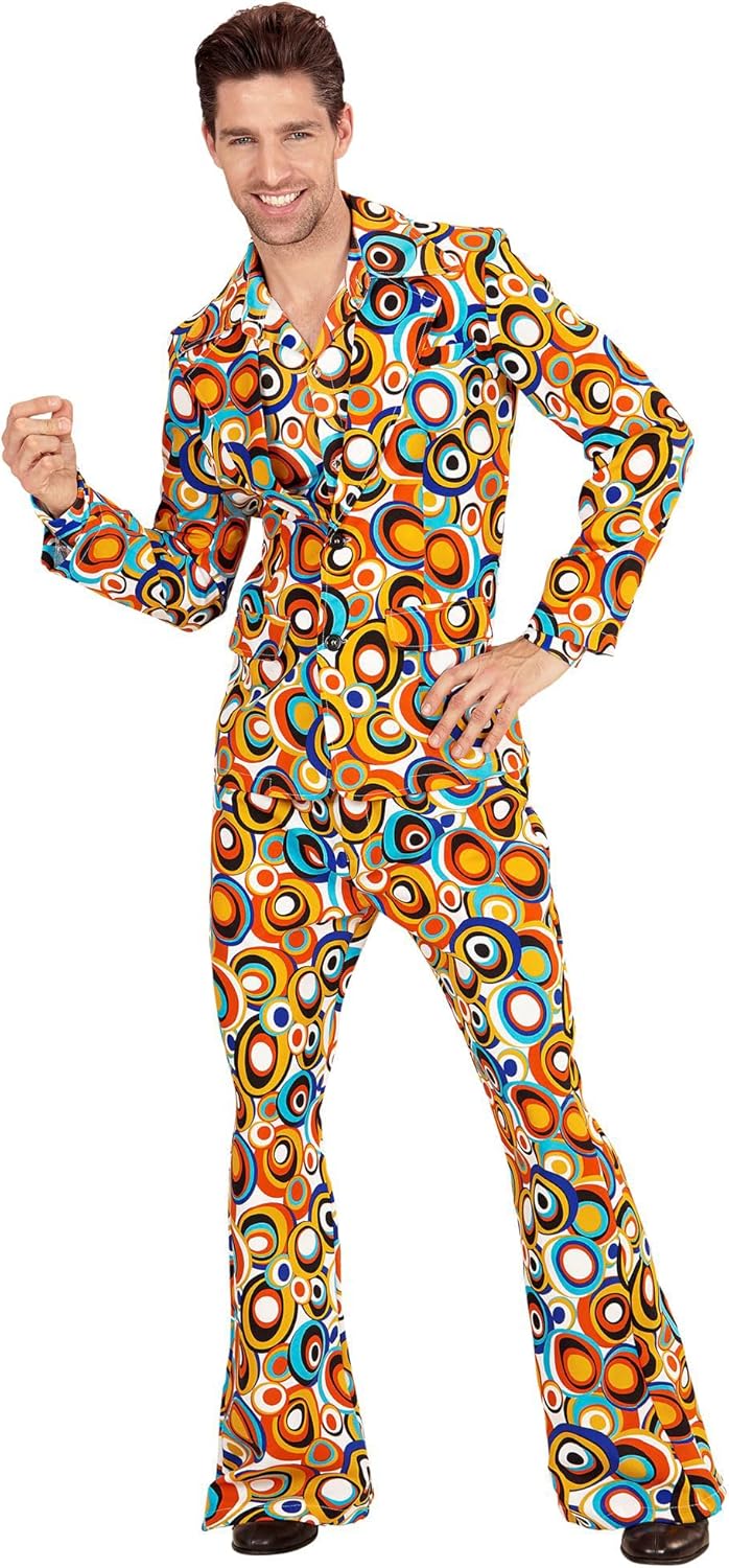 W WIDMANN MILANO Party Fashion - Kostüm 70er Jahre Anzug, Jackett und Hose, Hippie, Reggae, Flower P