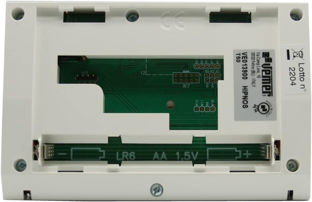 VEMER VE013900 HIPNOS Wandthermostat mit durch Steckreiter, Tagesprogrammierung, Batteriebetrieben,