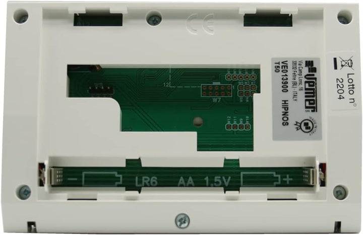 VEMER VE013900 HIPNOS Wandthermostat mit durch Steckreiter, Tagesprogrammierung, Batteriebetrieben,