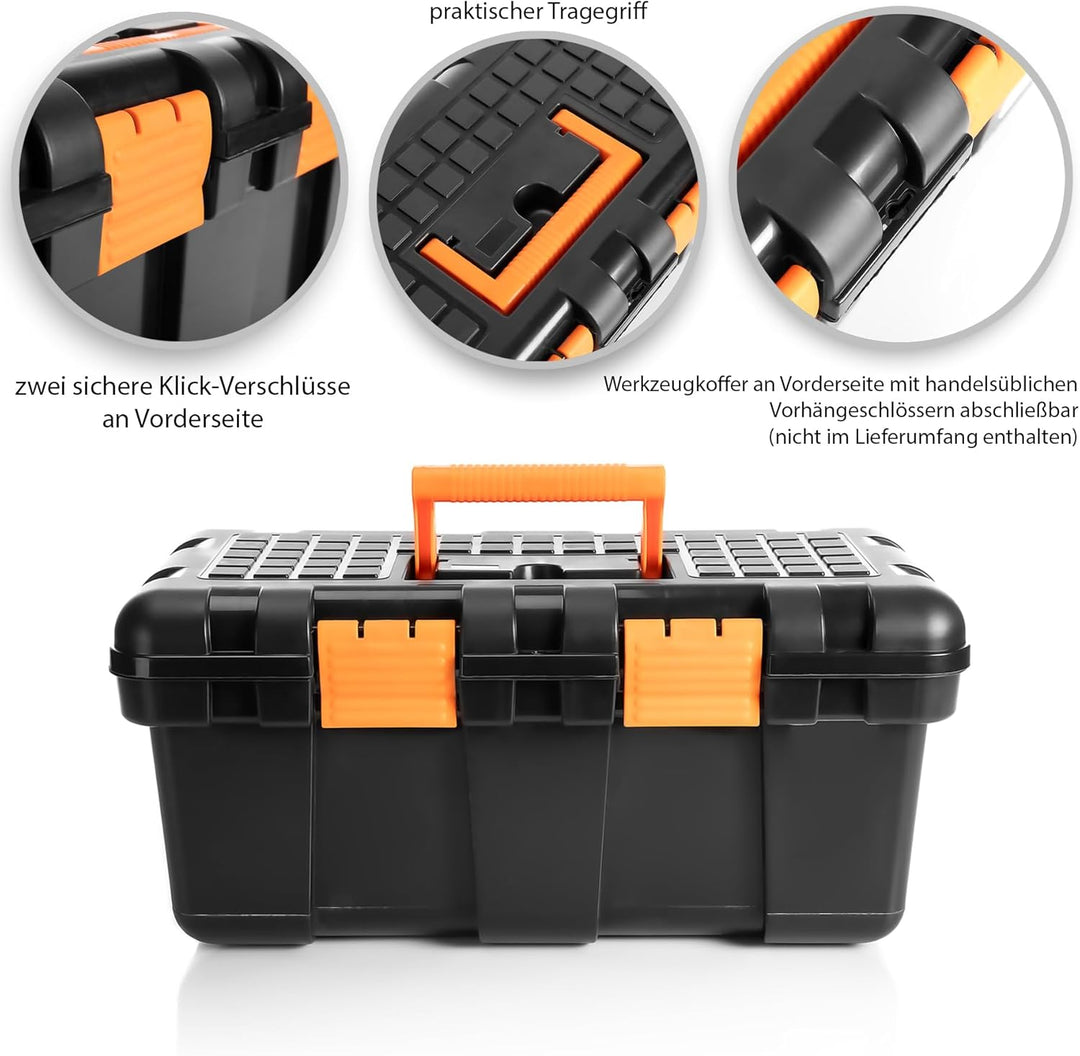 BigDean Werkzeugkoffer leer gross aus Hart-Kunststoff - 50x25x23,5cm - Werkzeugkiste mit herausnehmb