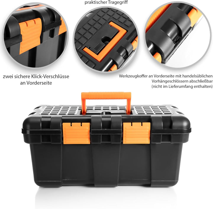 BigDean Werkzeugkoffer leer gross aus Hart-Kunststoff - 50x25x23,5cm - Werkzeugkiste mit herausnehmb
