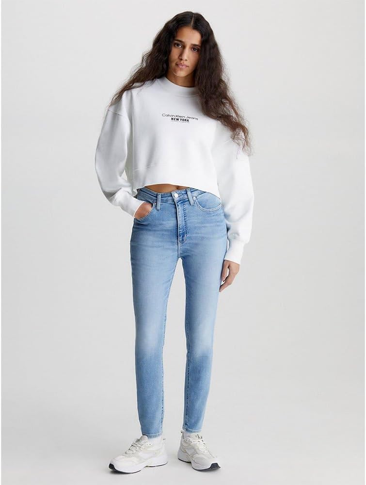Calvin Klein Jeans Damen Hohe Taille, Super Skinny Knöchel Hose 32 Denim Light, 32 Denim Light