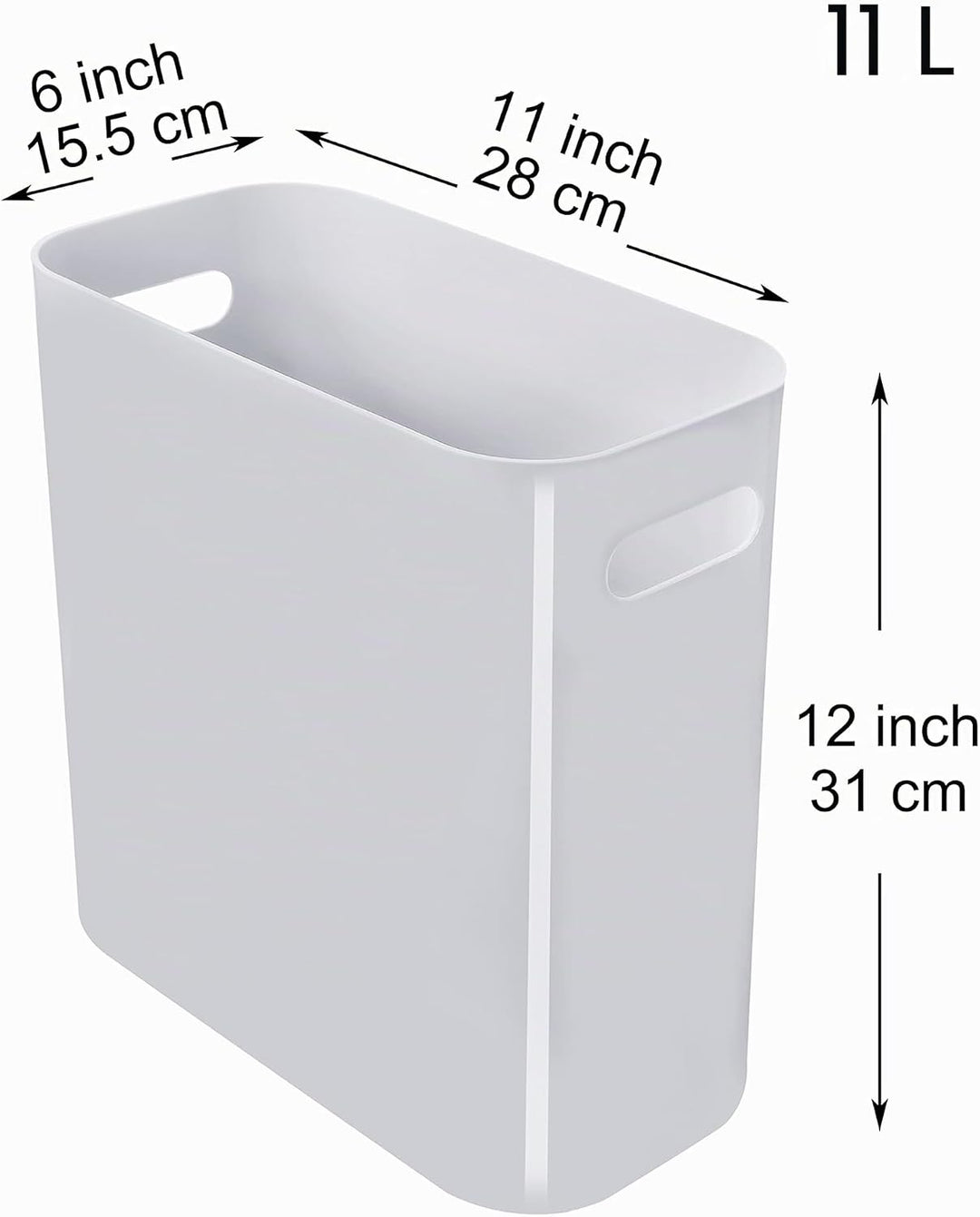 Youngever 2er Pack Schmaler Mülleimer, 10L Kunststoff Müllbehälter, Mülleimer mit Griffen für Heimbü