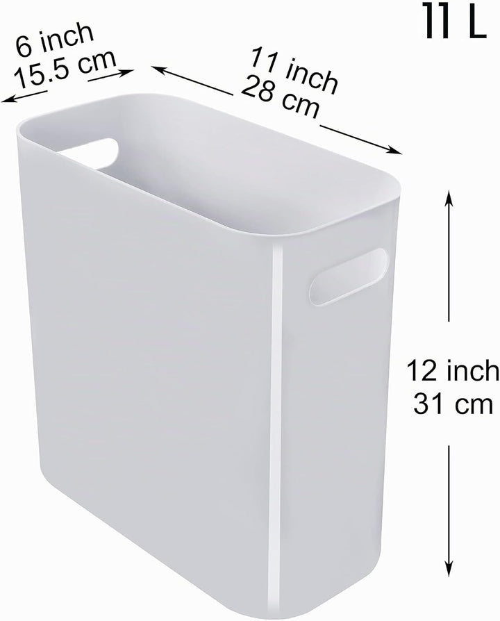 Youngever 2er Pack Schmaler Mülleimer, 10L Kunststoff Müllbehälter, Mülleimer mit Griffen für Heimbü