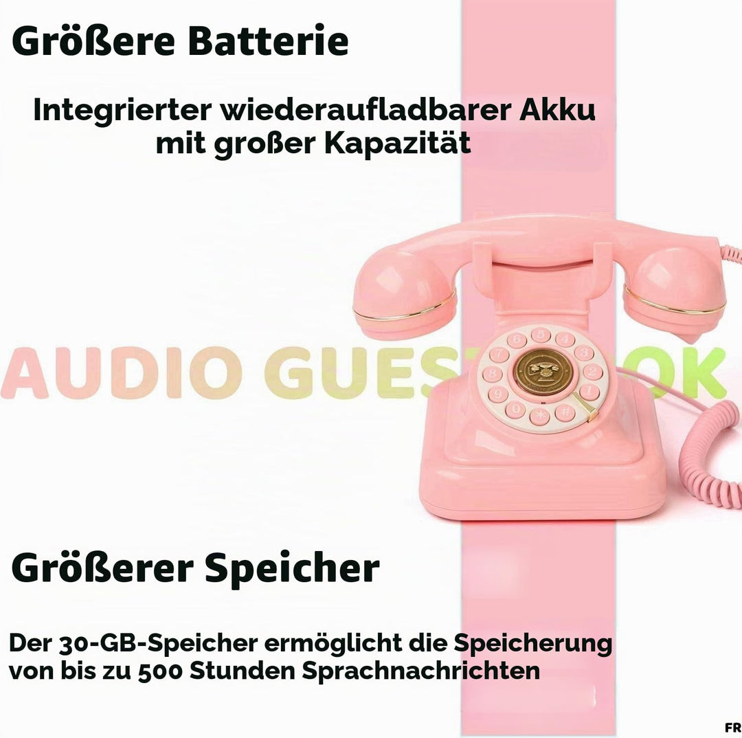 RetroVox Audio Gästebuch – Hochzeits-Telefon-Gästebuch: Einfach zu bedienen und Macht Spass (A Rosa)