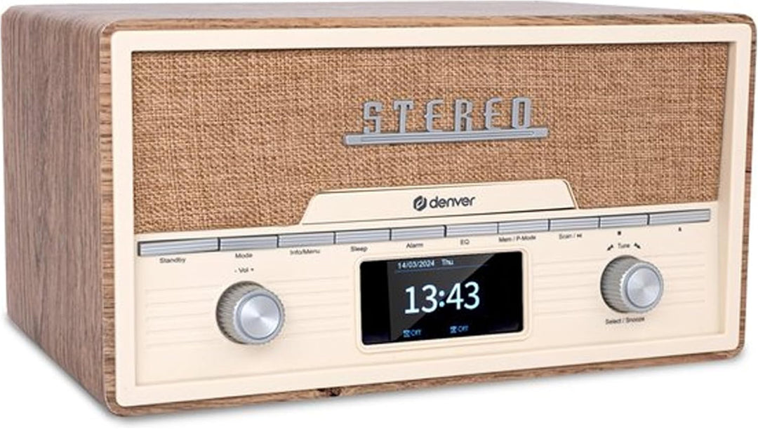 DENVER DAB+/UKW-Radio MDA-525LW, mit CD-Player, Retrostyle, hellbraun