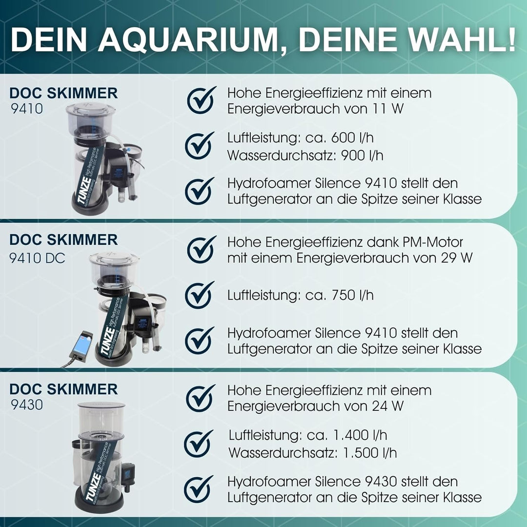 TUNZE DOC Skimmer 9410 Eiweissabschäumer, 1.000L( Model No.9410), Schwarz DOC Skimmer 9410 (1000 L),