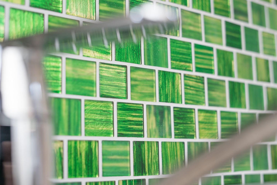 Mosaik Fliese Glasmosaik Crystal Milchglas grün klar gefrostet matt für WAND BAD WC DUSCHE KÜCHE FLI