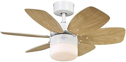 Westinghouse Lighting Deckenventilator, E27, Ausführung in Weiss mit Wendeflügeln in hellem Ahorn/we