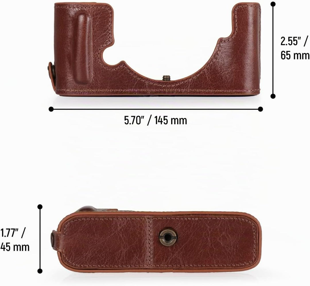 MegaGear MG2016 Ever Ready Genuine Leather Camera Half Case Compatible with Nikon Z fc (Braun), Brau
