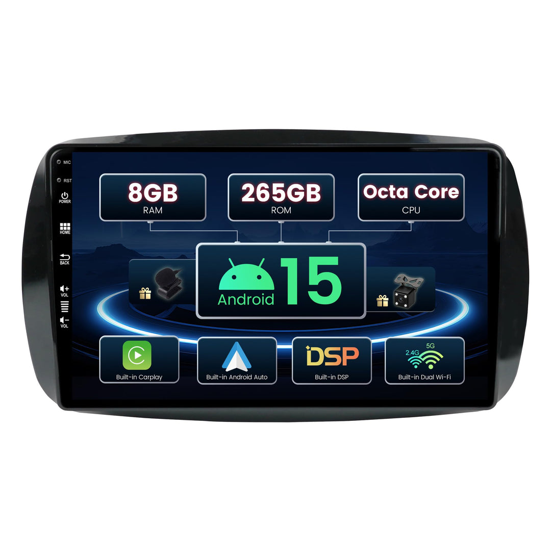 SXAUTO ¦ 8G+256G ¦ Android 12 IPS Autoradio für Benz Smart 453 Fortwo (2014-2020) - Eingebaut Carpla