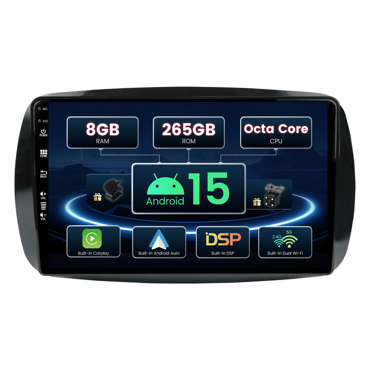 SXAUTO ¦ 8G+256G ¦ Android 12 IPS Autoradio für Benz Smart 453 Fortwo (2014-2020) - Eingebaut Carpla