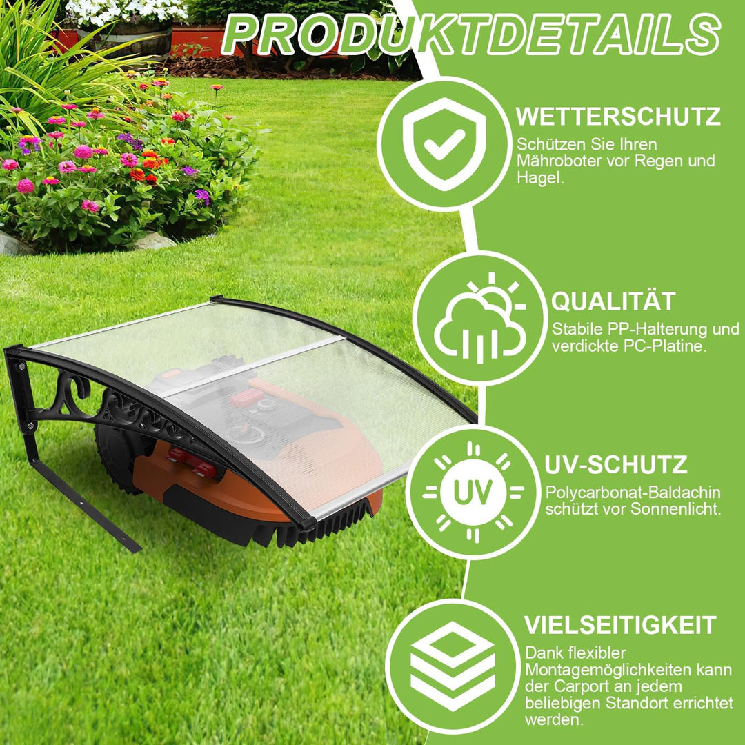 Daromigo Mähroboter Garage Dach Carport für Rasenmäher Roboter 106 x 87 x 50 cm aus Polycarbonat für