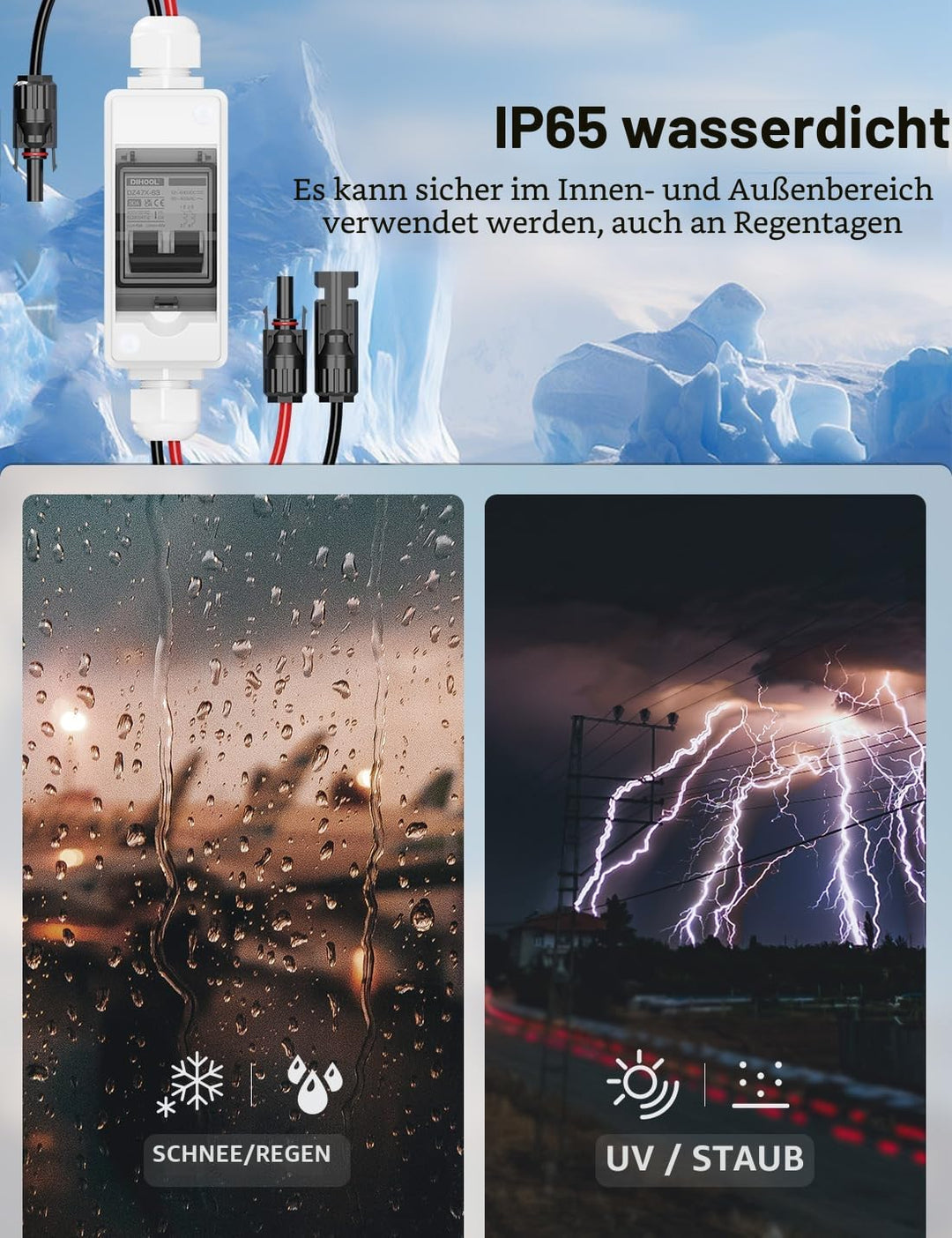 DIHOOL DC trennschalter PV anlage, Miniatur Leistungsschalter, DC12V-400V Sicherungsautomat 1 String