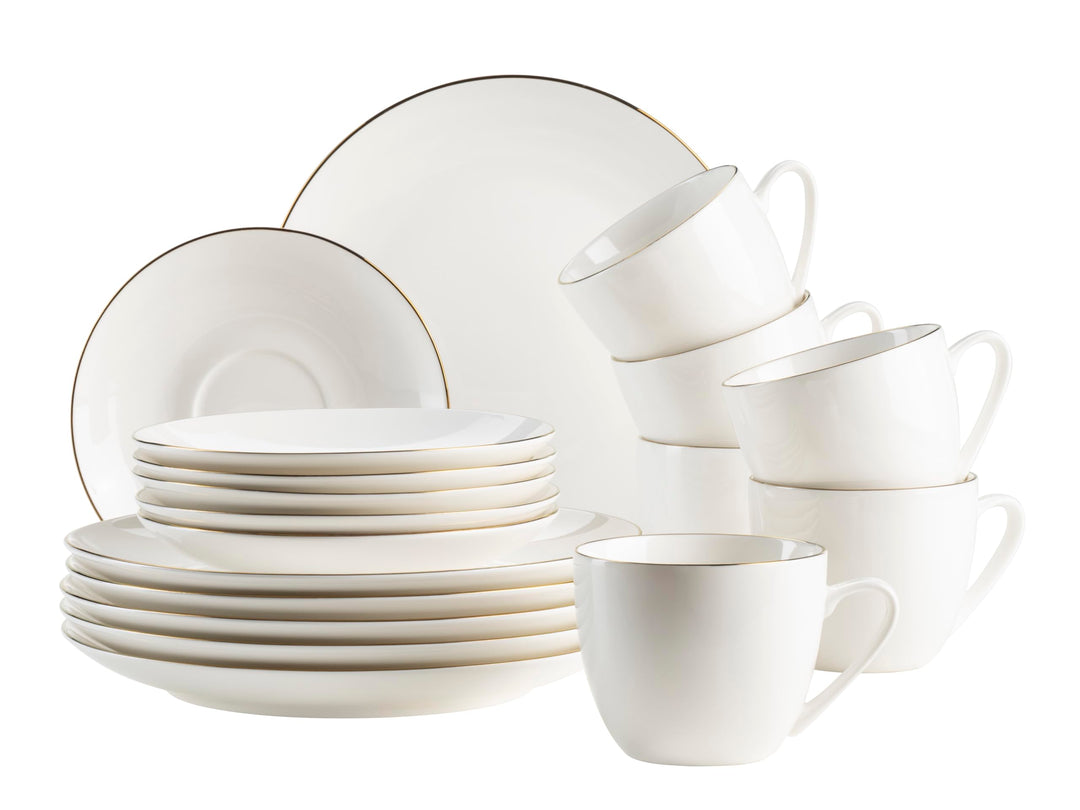 MÄSER Serie Felise, elegantes Kaffeegeschirr für 6 Personen, zeitlos, mit goldenem Rand, Porzellan,