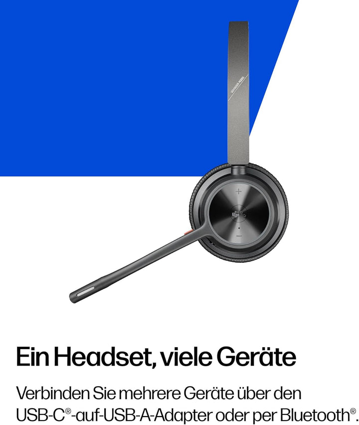 Schnurloses Poly Voyager 4320 UC-Headset und Ladestation – Stereo-Kopfhörer mit Noise Cancelling-Mik