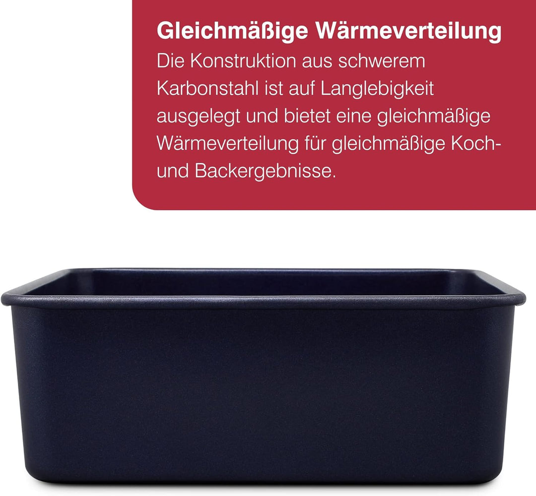 Zyliss E980201 Quadratische Backform, Antihaftbeschichtung, Carbonstahl, Dunkelblau, Quadratische Ku