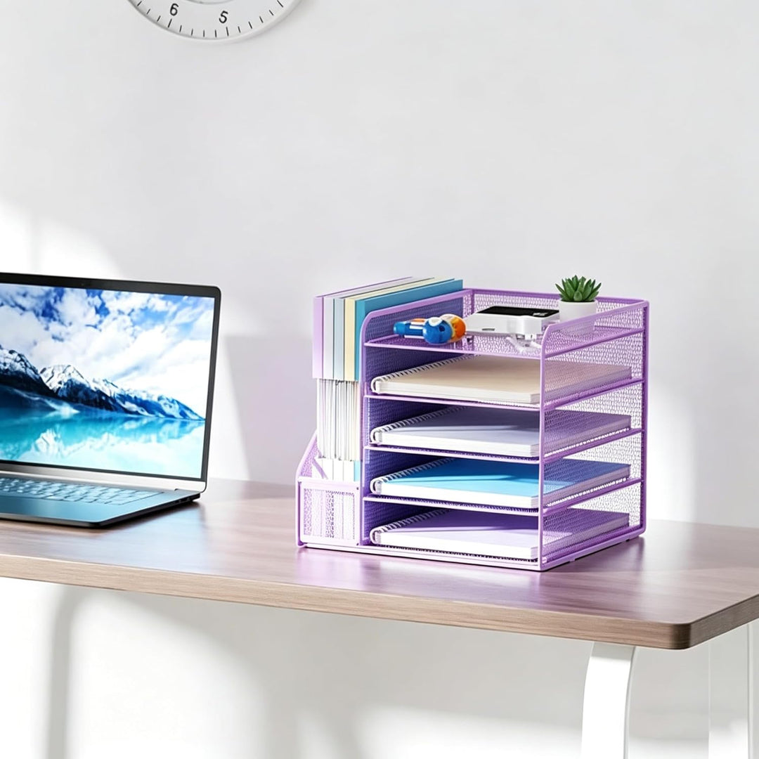 Marbrasse Schreibtisch Organizer und Büro Zubehör,5-Tier Briefablage,Mesh Büro Organizer für Schreib