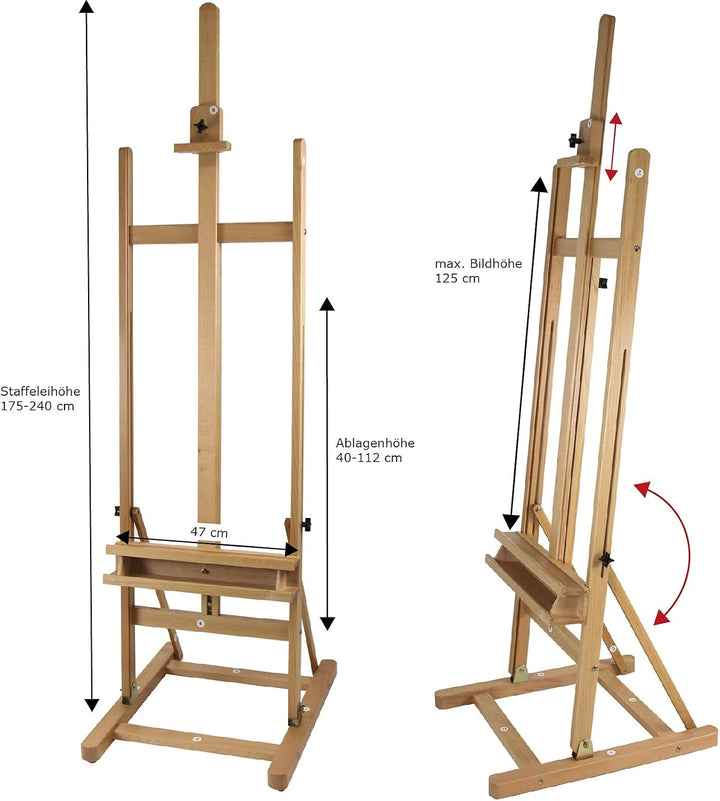 Paintersisters Atelier-Staffelei ARTA - stabile Studio-Staffelei mit H-Fuss aus Buchenholz FSC®, für