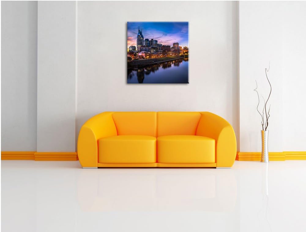 Nashville Skyline Panorama, Format: 70x70 auf Leinwand, XXL riesige Bilder fertig gerahmt mit Keilra