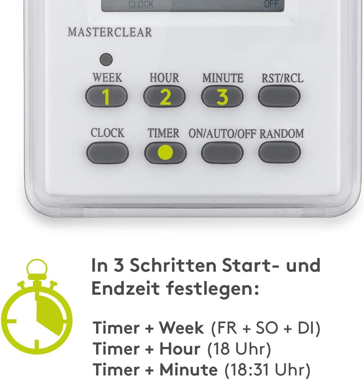 Goobay 55546 3x Digitale Zeitschaltuhr / IP44 / Programmierbar / Indoor und Outdoor / LCD Display /