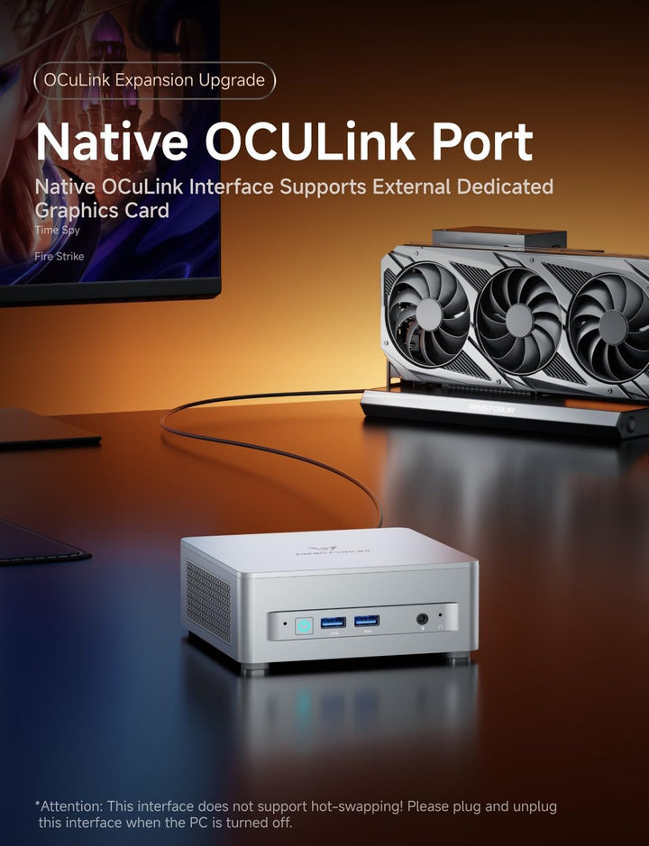 MINIS FORUM UM880 Plus Mini PC, AMD Ryzen 7 8845HS(8C/16T, bis zu 5.1GHz), 32 GB DDR5 RAM und 1 TB P