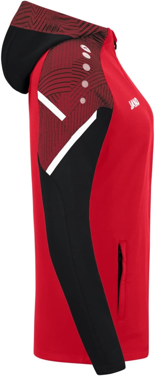 JAKO Damen Kapuzenjacke Performance, Royal/Weiss/Marine,6897, Rot/Schwarz