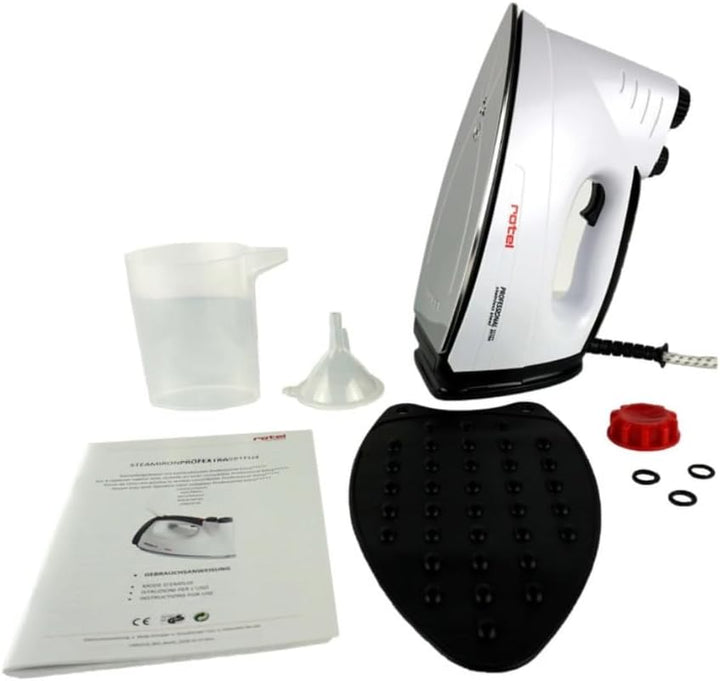 Rotel Professional extra Original Dampfbügeleisen mit hochwertiger Edelstahlsohle inkl. Bügelbrettbe