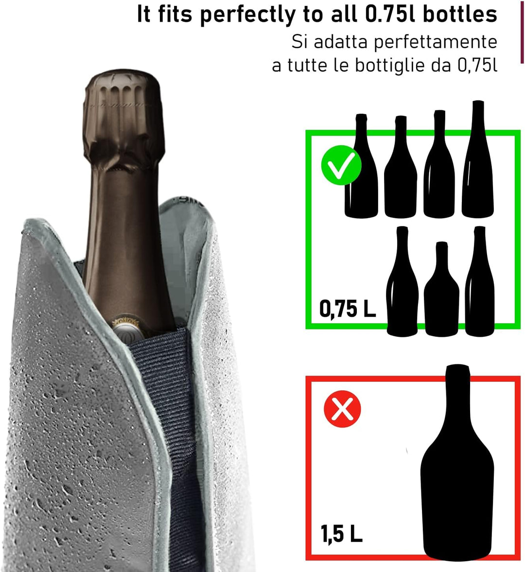 Pro Wine Weinkühler Manschette – Flaschenkühler für Wein & Champagner mit Kühlgel – Kühlt in 5 Min,