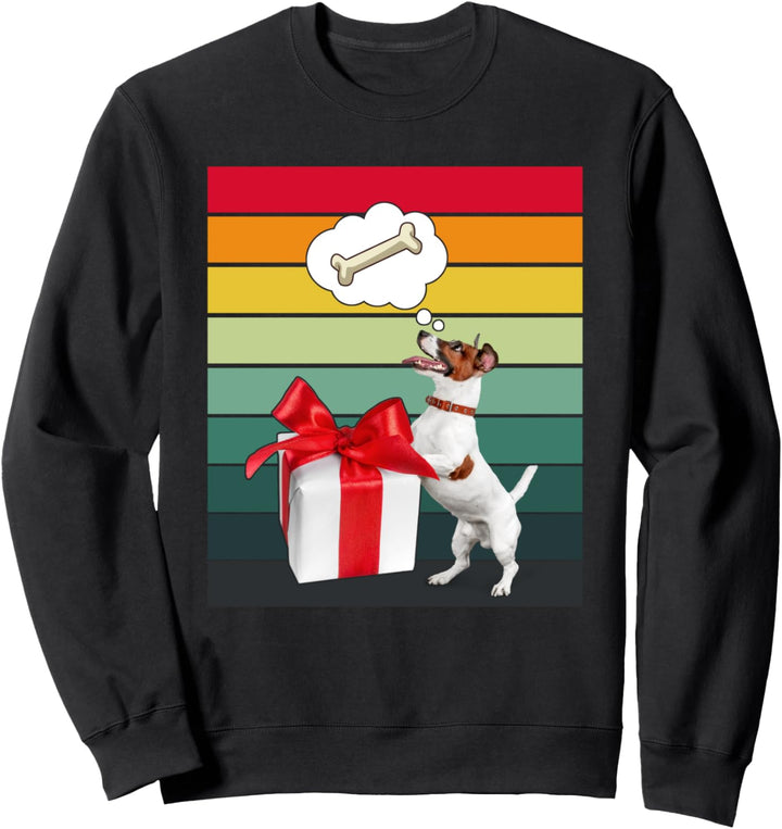 Jack Russel niedlicher Weihnachts-Hundeknochen im Retro-Stil Sweatshirt