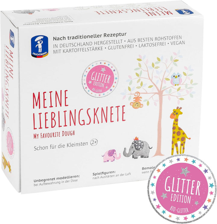 Feuchtmann MEINE LIEBLINGSKNETE Glitter Edition - Knetset 4 x 130g, vegane glutenfreie Knete, Kinder