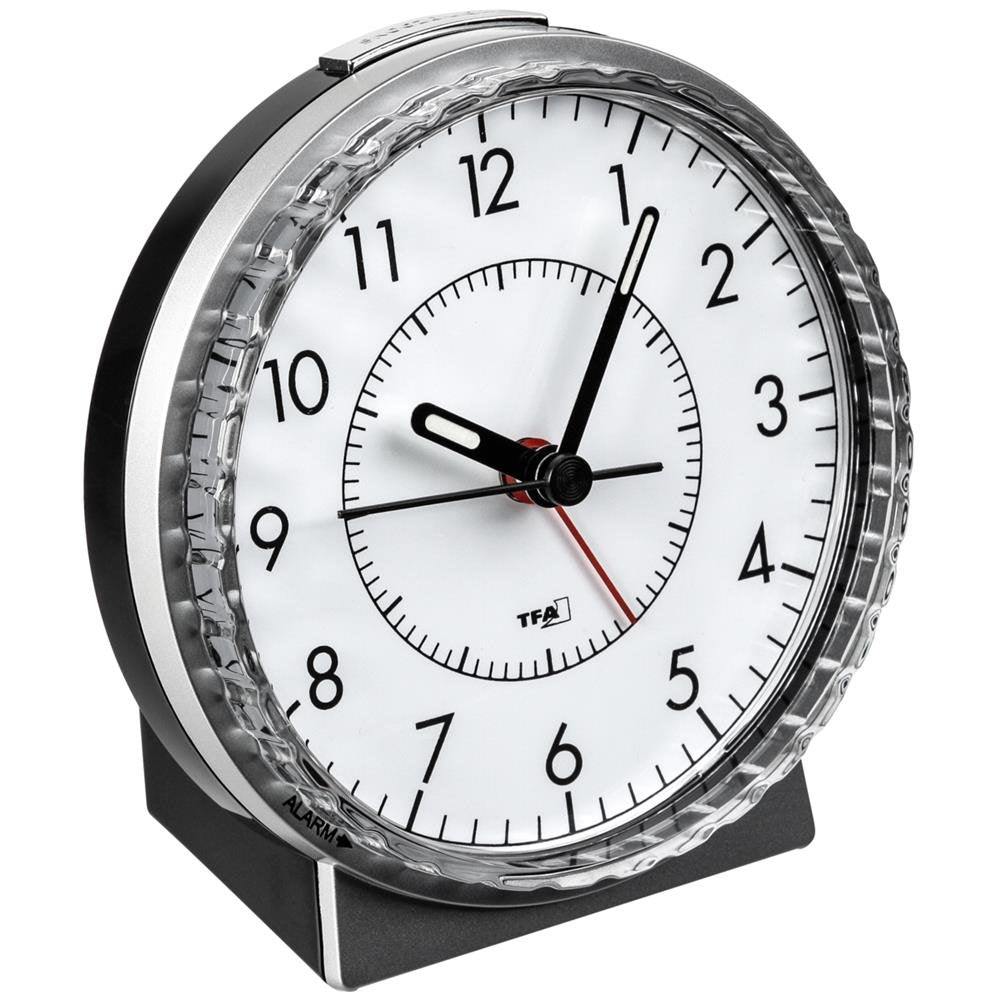TFA Dostmann Wecker analog, 60.1010, leises Uhrwerk, extra lauter Weckalarm mit Glockenton, Hintergr