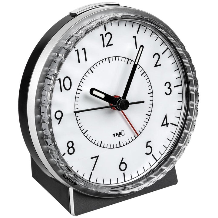 TFA Dostmann Wecker analog, 60.1010, leises Uhrwerk, extra lauter Weckalarm mit Glockenton, Hintergr