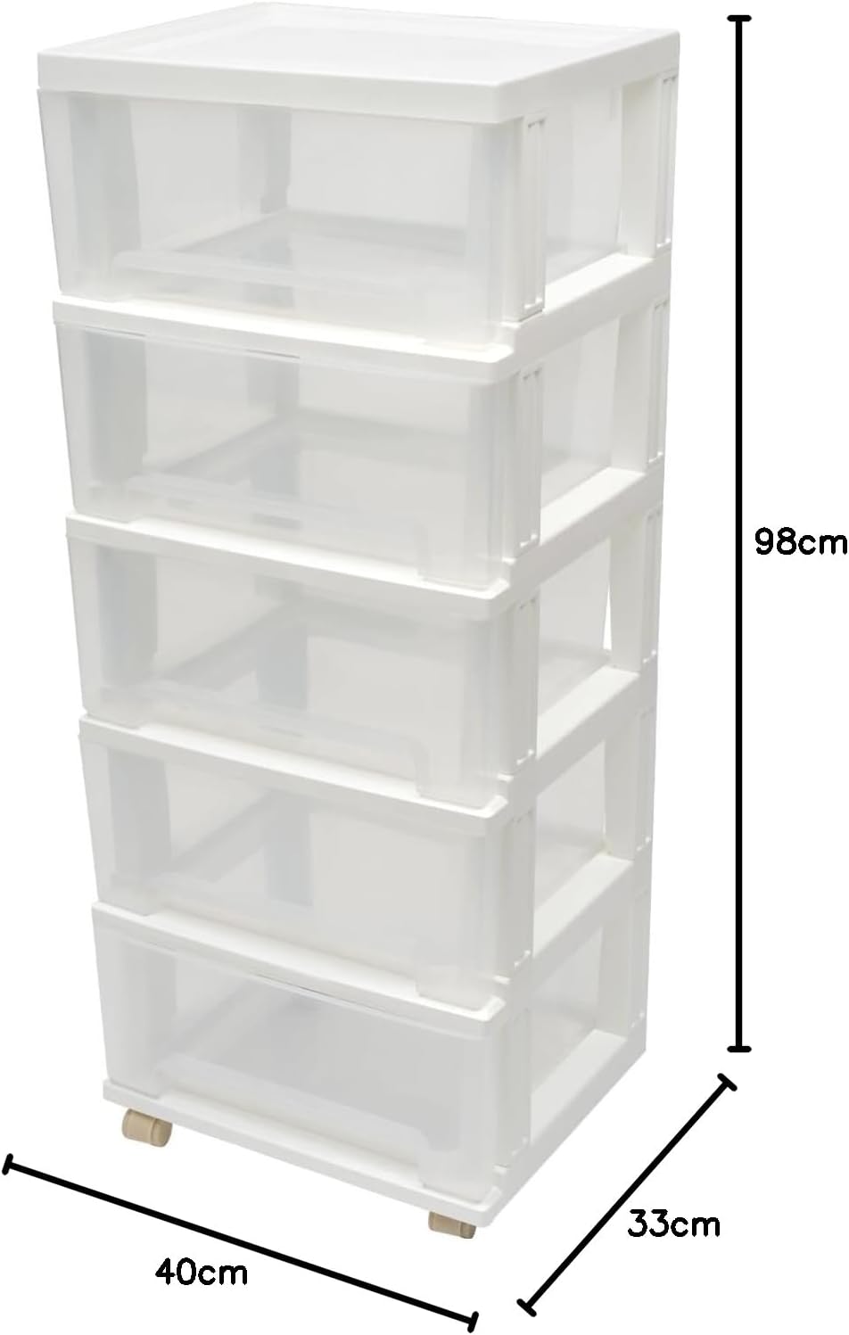 5-Schubladen-Organizer, Aufbewahrungsbox, Schubladenschrank mit 4 Rädern, Aufbewahrungsschubladen Sy