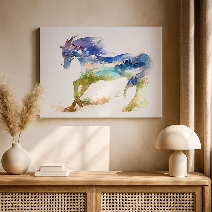 Bilder auf Leinwand 100x70cm Leinwandbild Pferd Natur arabien ethnische Gross Wanddeko Bild Schlafzi