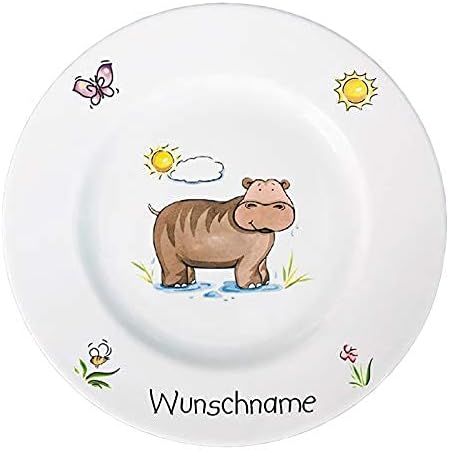 Kindergeschirr personalisiert - Frühstücksservice 3-tlg. Porzellan Tiermotive Teller Becher Schale p