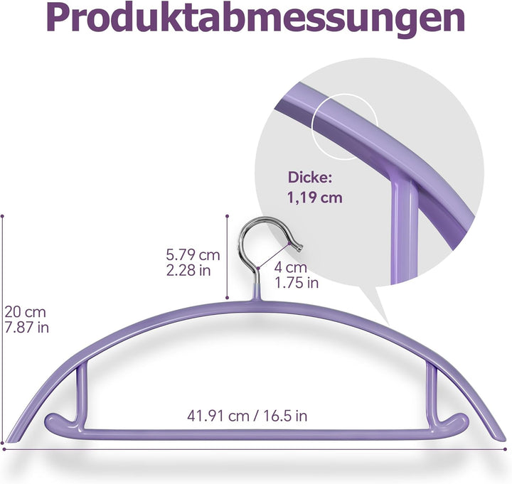 CTIME Kleiderbügel 14 Stück, rutschfeste Metal Bügel mit integrierten Kleinen Haken,Tragfähigkeit 5