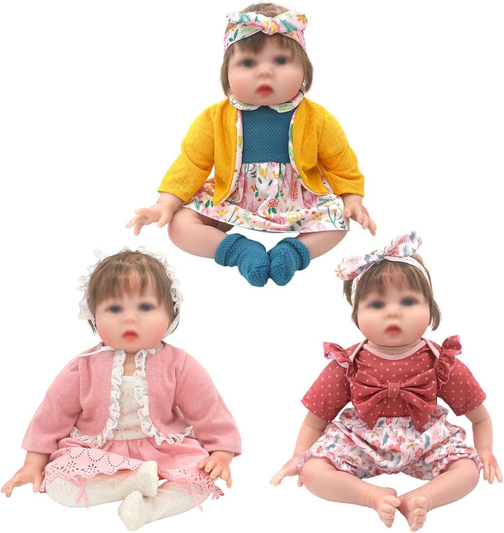 Puppenkleidung für 50-55 cm Baby Puppen mit Mantel Kleid, 3-Packungen