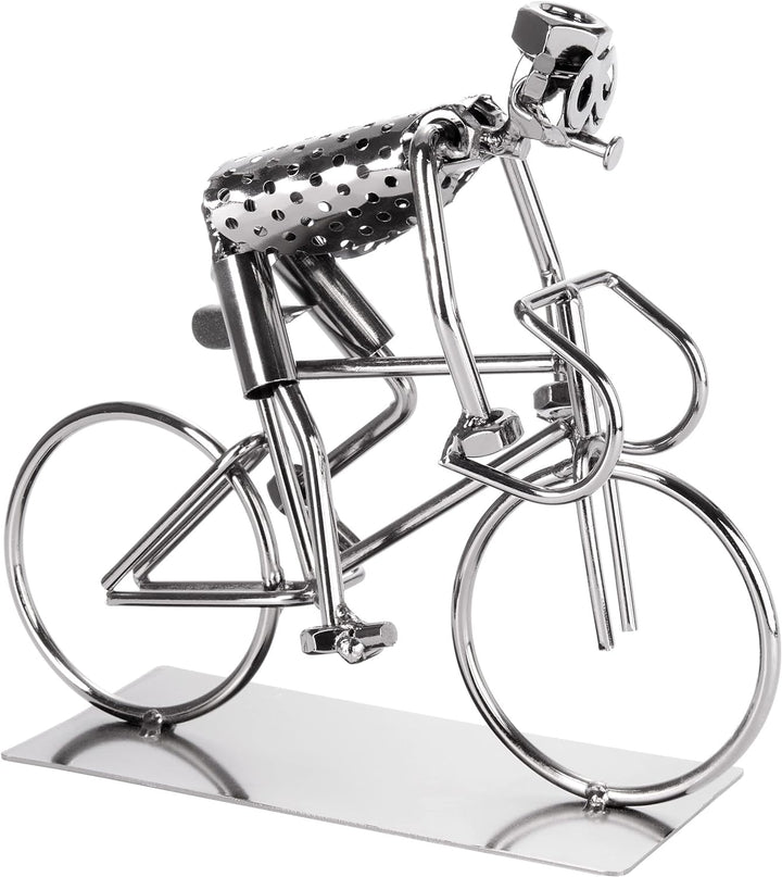 BRUBAKER Schraubenmännchen Fahrradfahrer - Fahrrad Eisenfigur Metallmännchen - Handarbeit Metallfigu